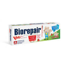 Biorepair Kids  jahodová pasta pro děti bez fluoridů, 50 ml