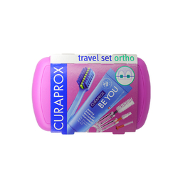 CURAPROX Travel set Ortho, cestovní sada růžová