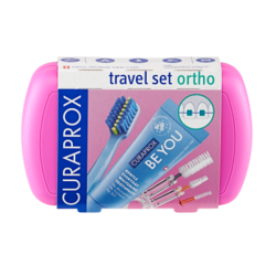 CURAPROX Travel set Ortho, cestovní sada růžová