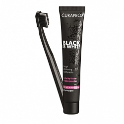 Curaprox Black is white set (černá bělící zubní pasta 90 ml +kartáček curaprox 5460)