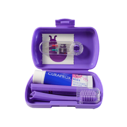 Curaprox Travel set KIDS , cestovní sada fialová