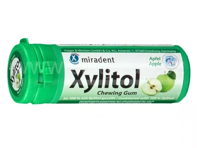 Miradent Xylitol žvýkačky pro děti Jablko 30 ks