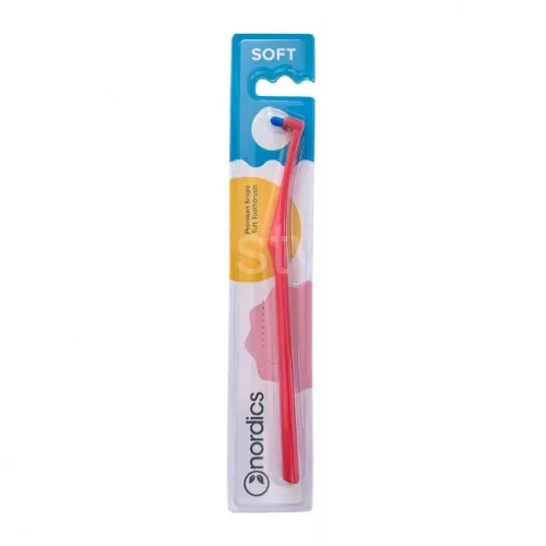 Nordics Premium Single Tuft Soft Red jednosvazkový kartáček